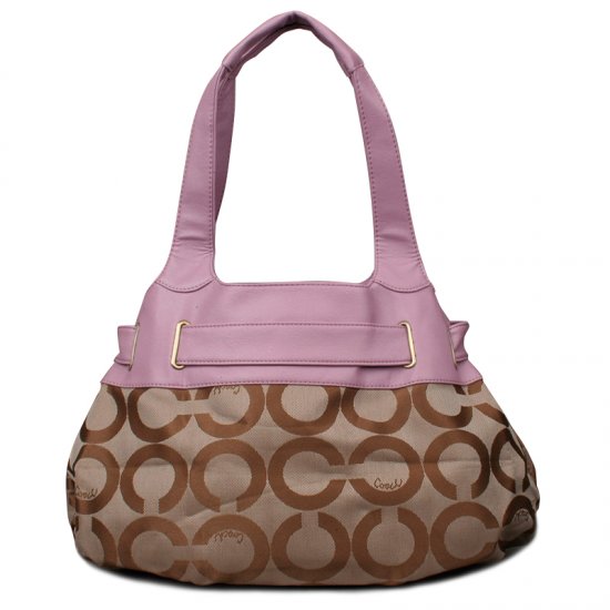 Coach Buckle In Signature Large Purple Khaki Hobo EMZ